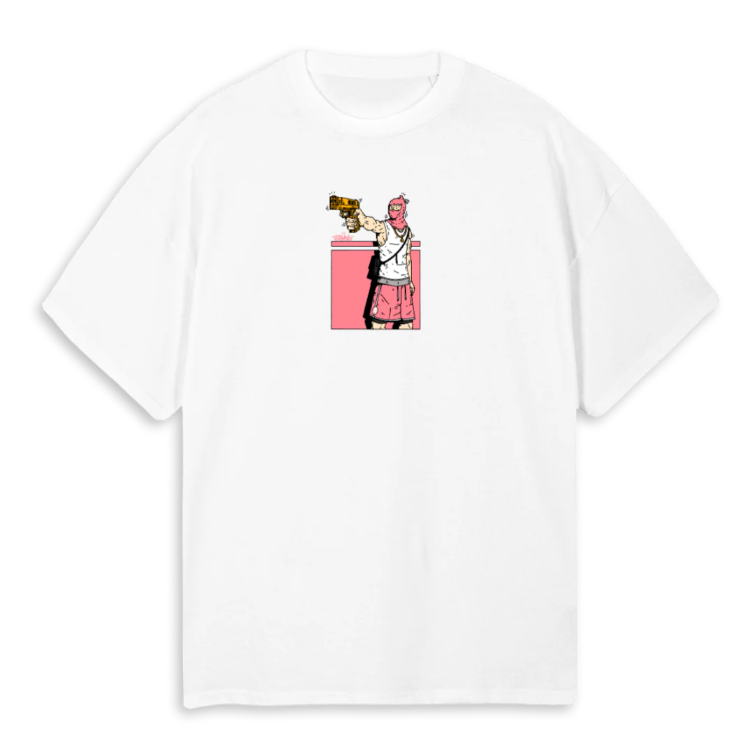 GUNMAN  White Oversized Tee.