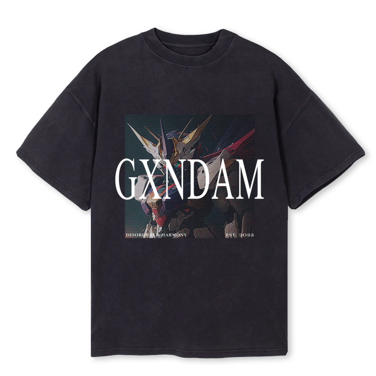 GXNDAM Vintage Black Oversized Tee.