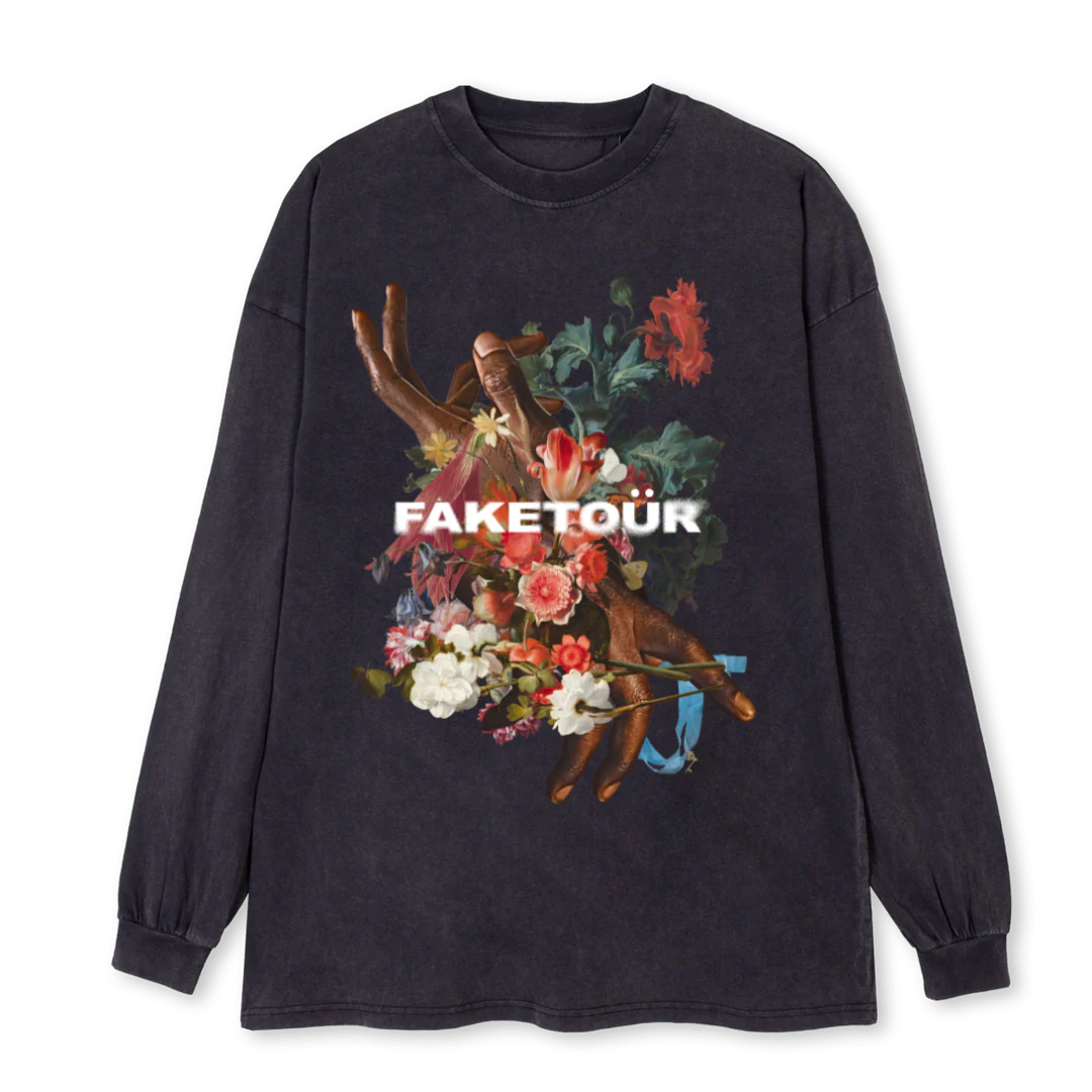 HANDSLONGSLEEVE Vintage Black Oversized LS Tee.