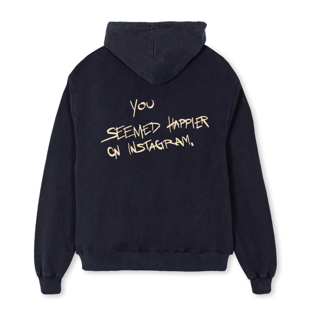 HAPPIER Vintage Black Oversized Hoodie. - Image 2
