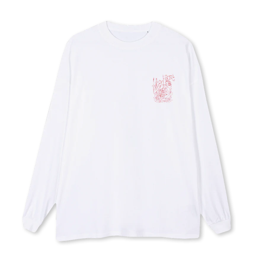 HAPPY TIMES White Oversized LS Tee.
