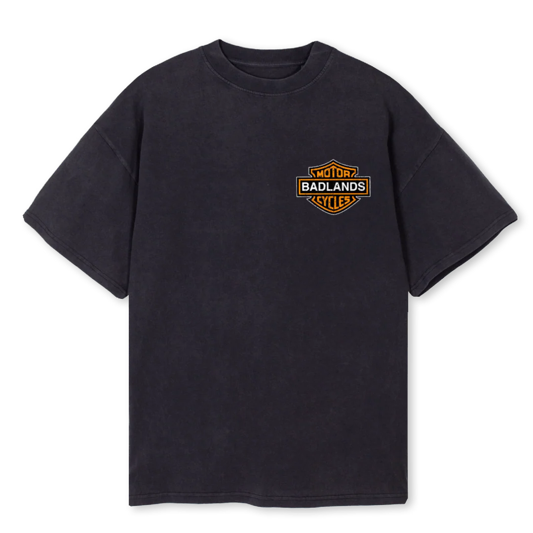 HARLEYBADLANDS Vintage Black Oversized Tee.