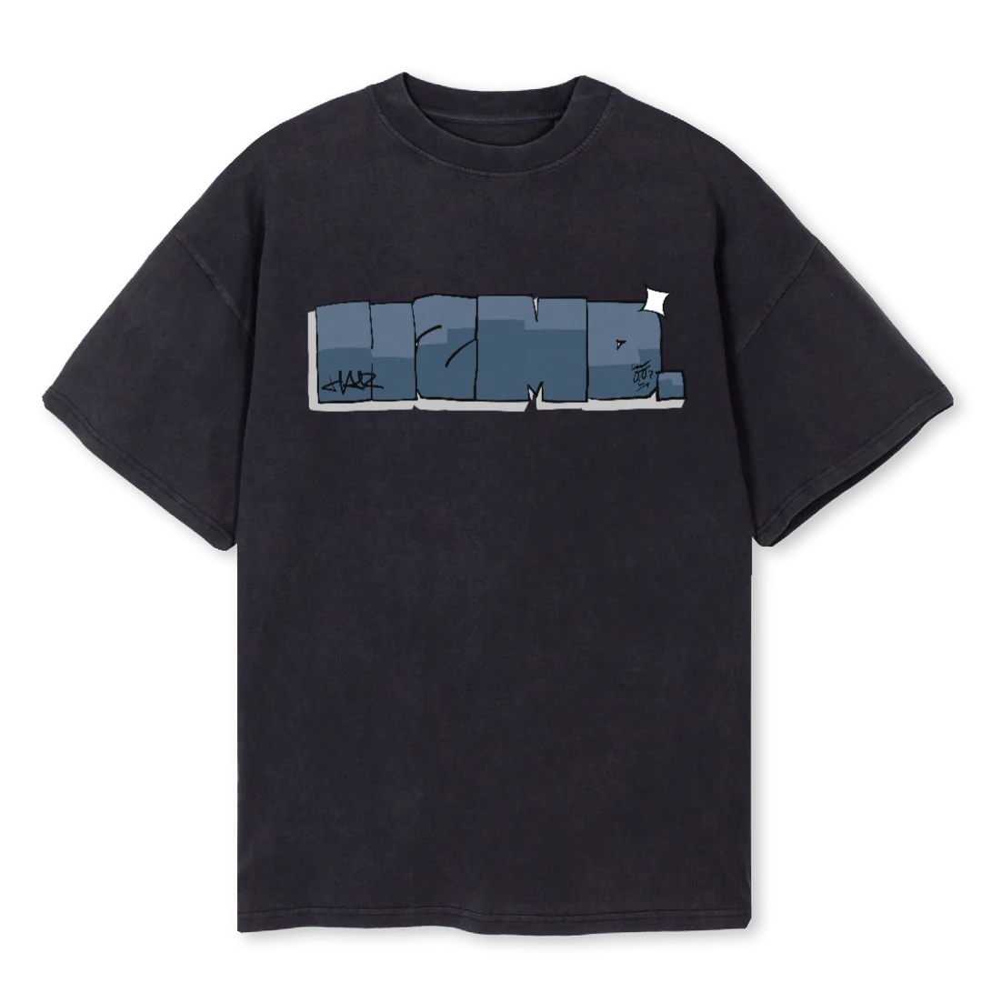 HAZGRAFF FOUR Vintage Black Oversized Tee.