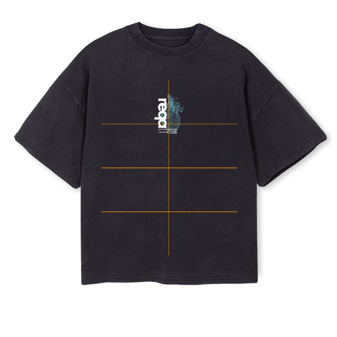 HEART Vintage Black Oversized Boxy Tee.