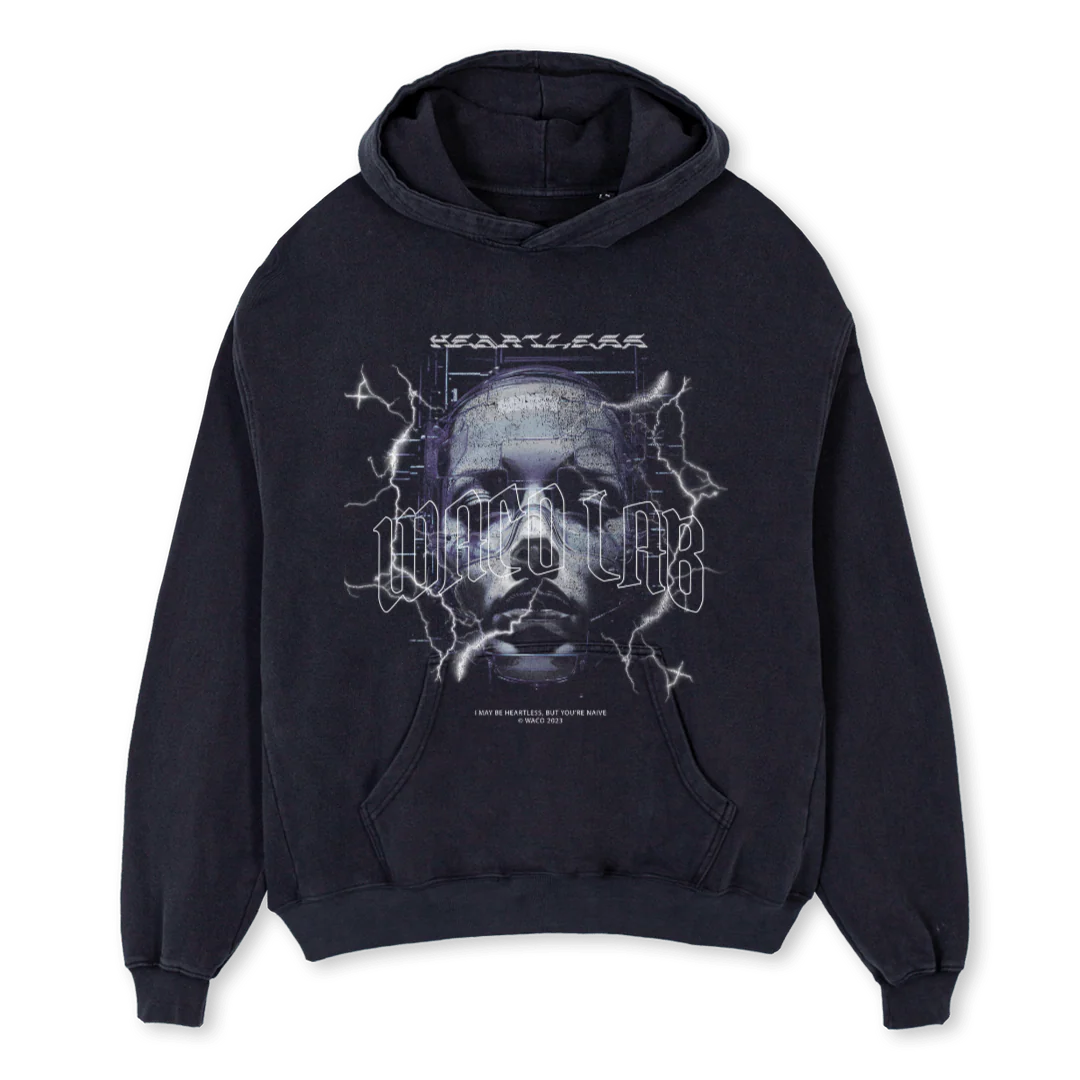 HEARTLESS Vintage Black Oversized Hoodie.