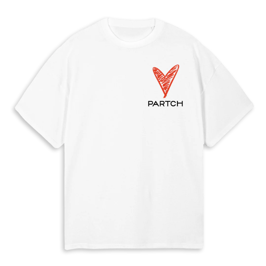 HEARTOVTWHT White Oversized Tee.