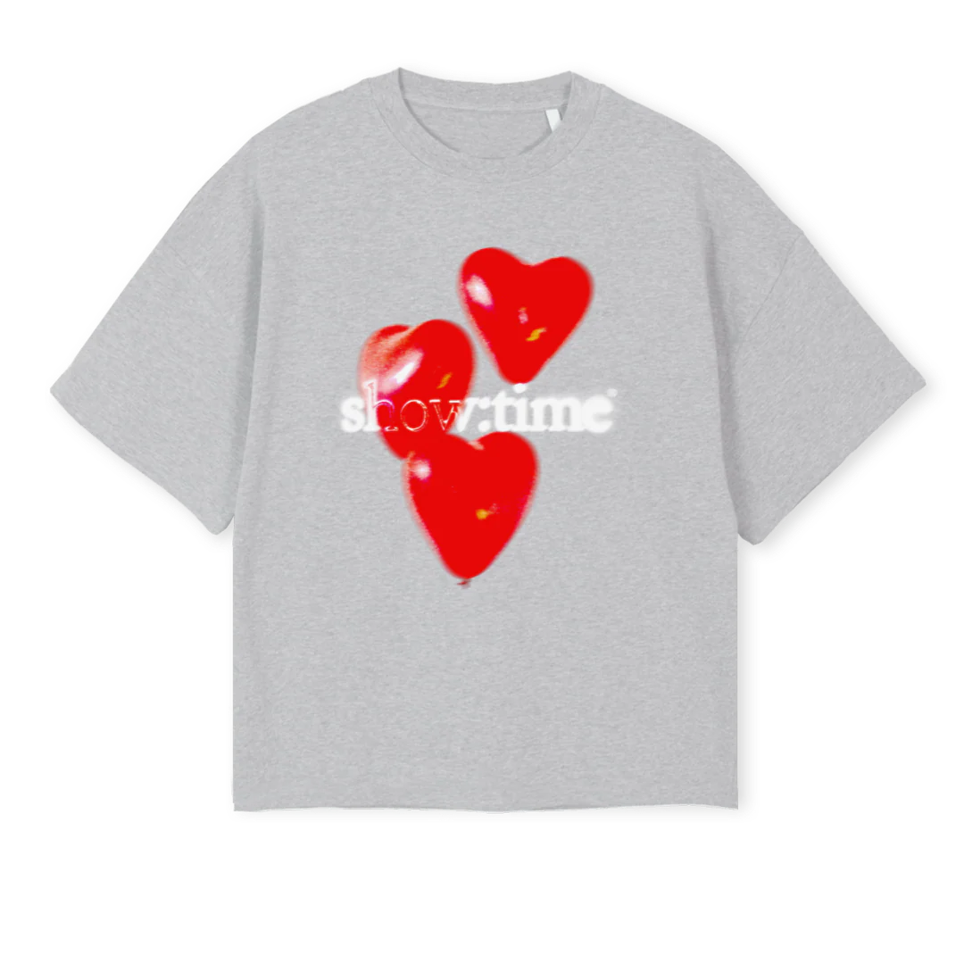 HEARTSBALLOON Light Grey Marl Oversized Boxy Tee.