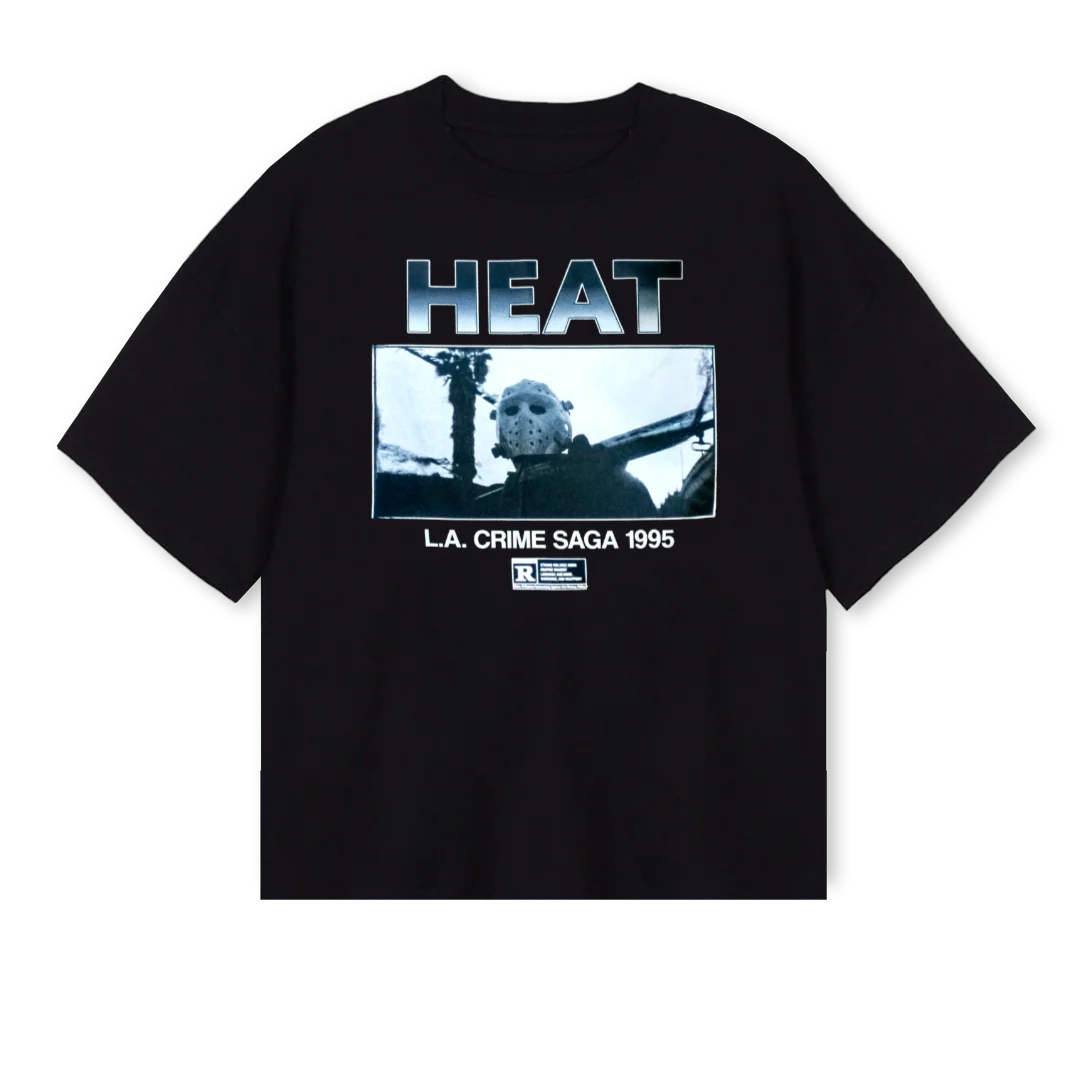 HEAT_BOXY Black Oversized Boxy Tee.