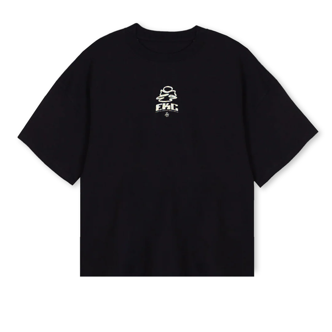 EKCTWENTYSIX_ B Black Oversized Boxy Tee.