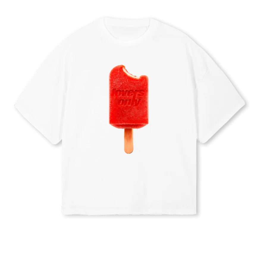 HELAU ROJO White Oversized Boxy Tee.