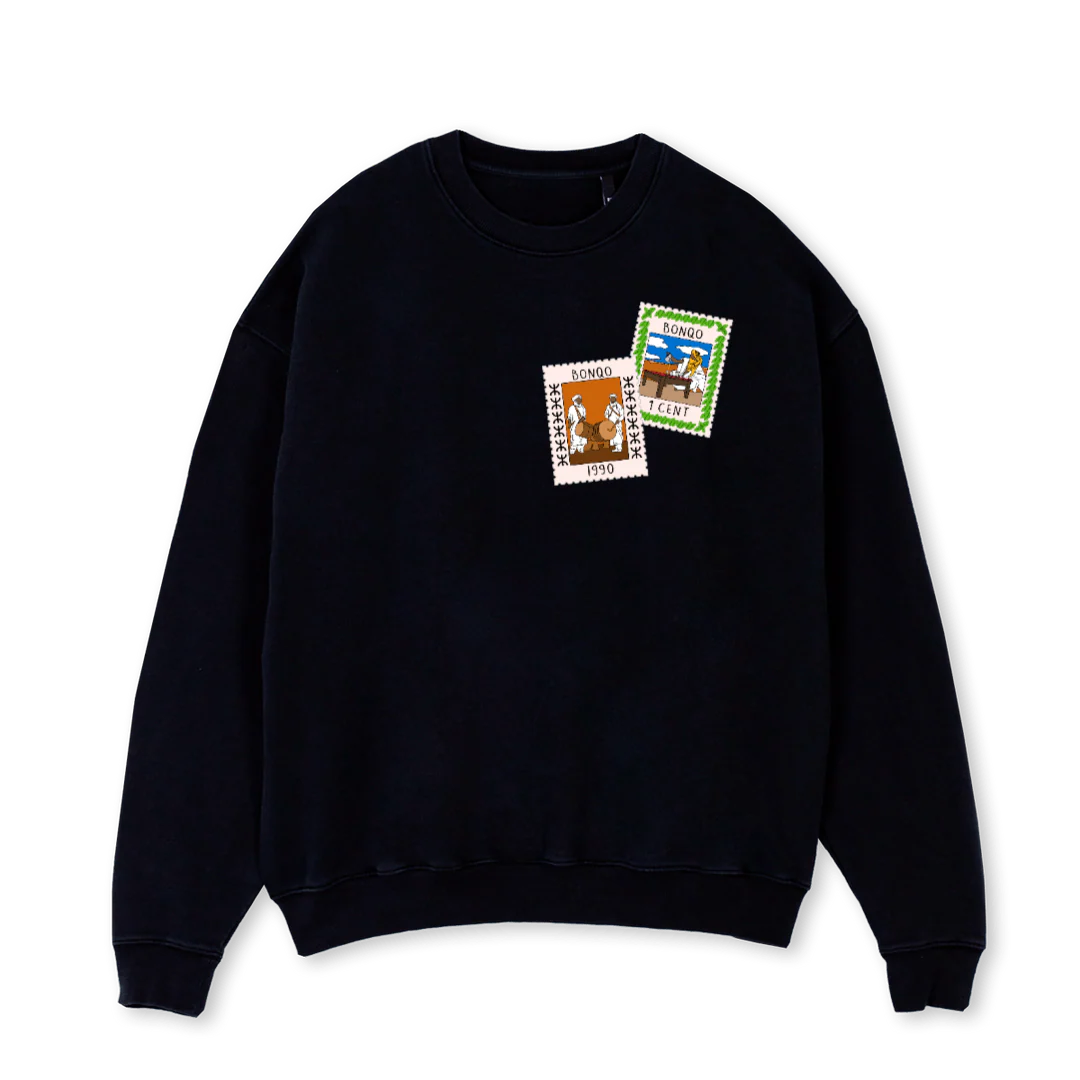 HERIT Black Oversized Crewneck Sweater.