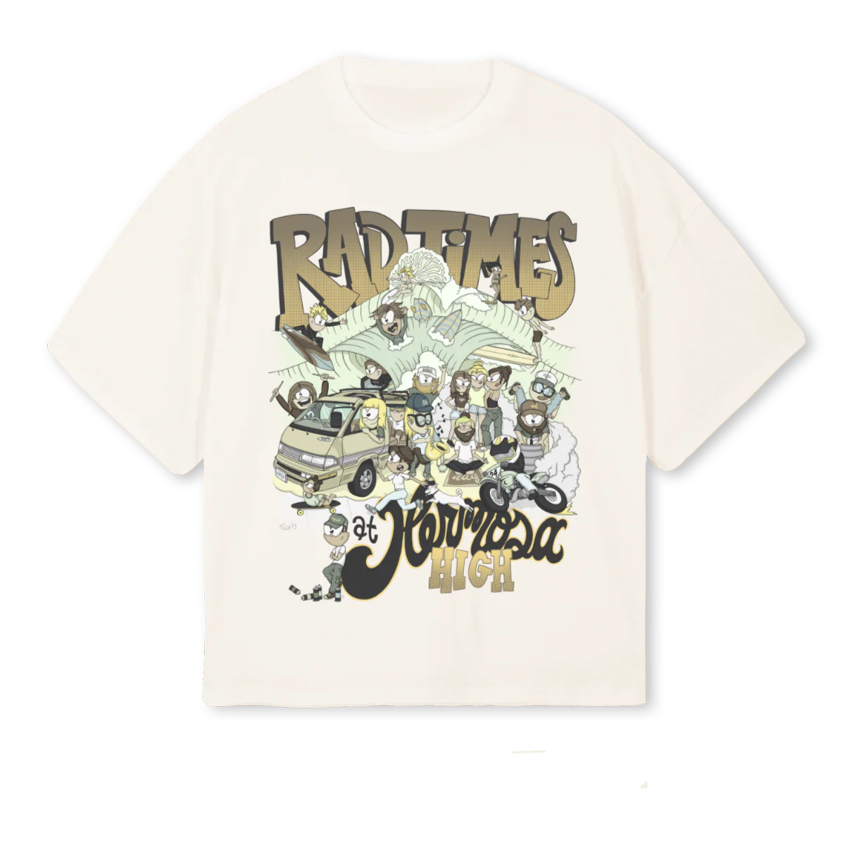 HERMOSATEE Vintage White Oversized Boxy Tee.