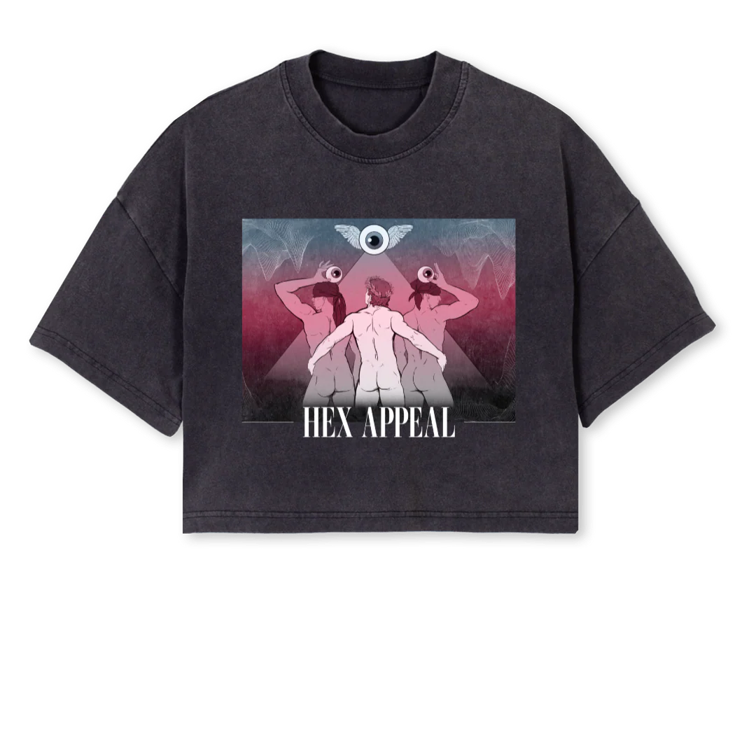 HEX FRIENDSBLACK Vintage Black Cropped Oversized Tee.