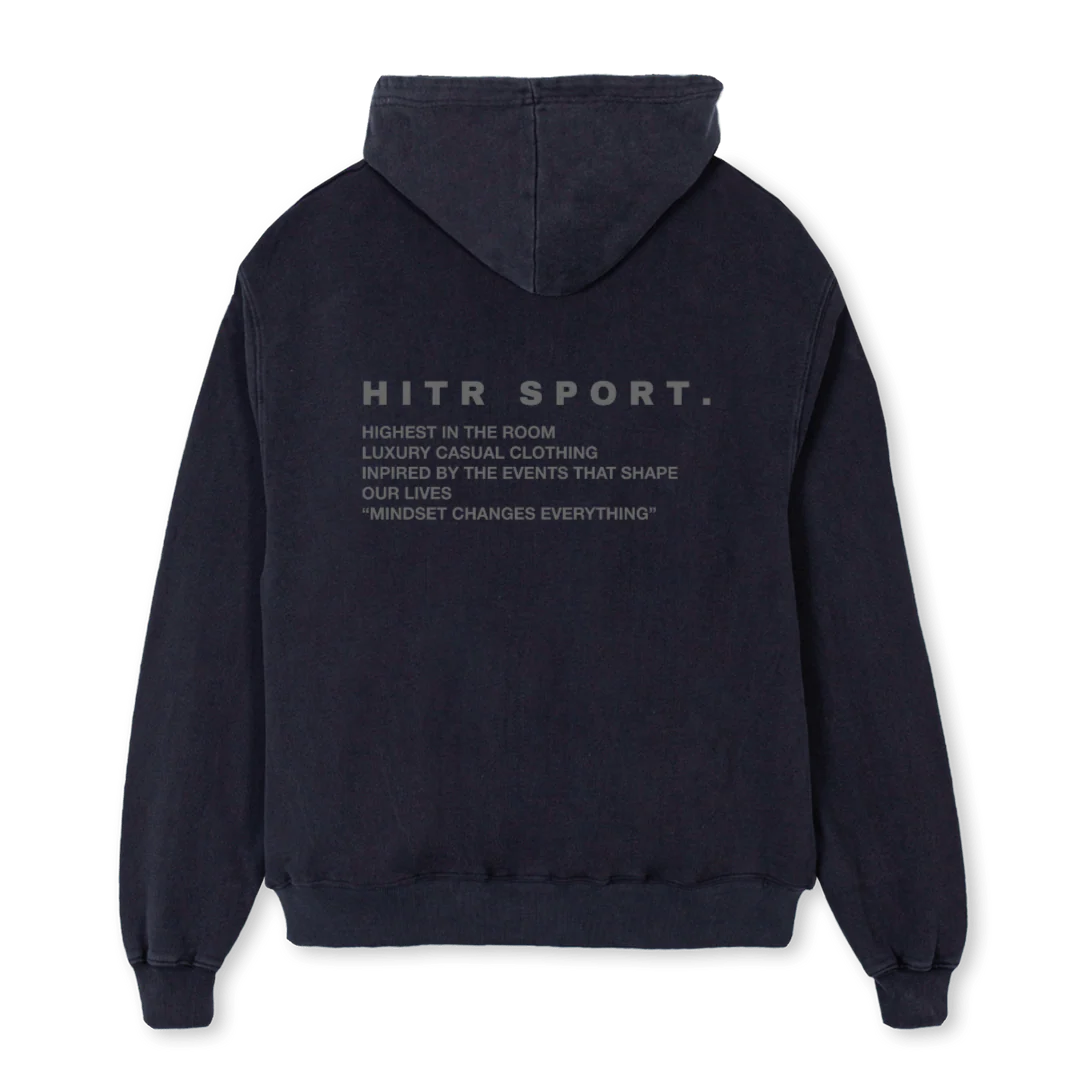HITR TEXT HOODIE Vintage Black Oversized Hoodie. - Image 2