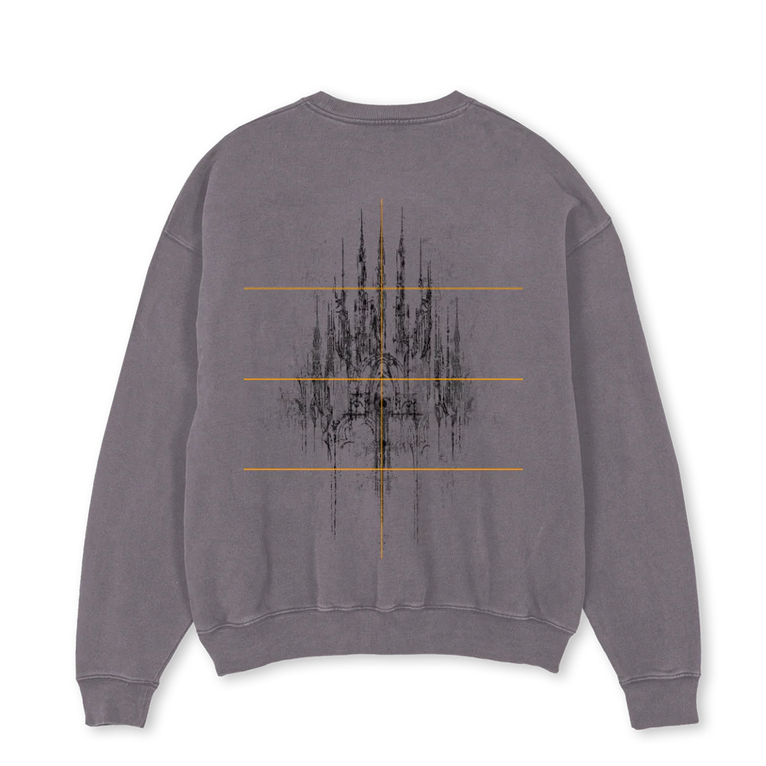 HKHSDKFHKS Pigment Grey Oversized Crewneck Sweater. - Image 2