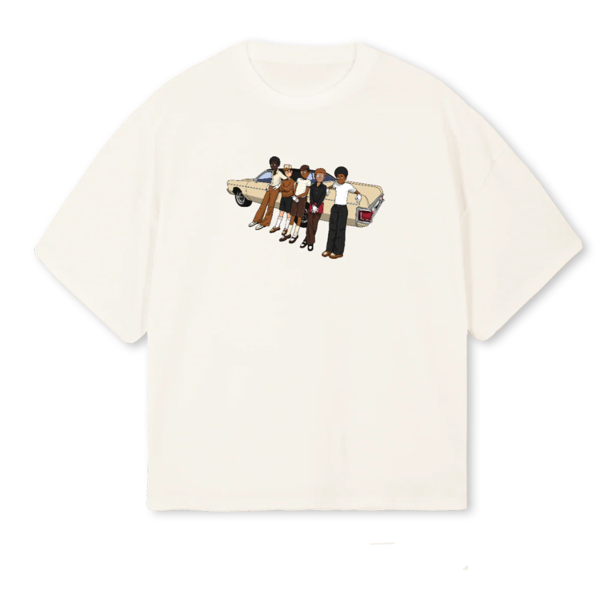 HLCTEEFFFIRST Vintage White Oversized Boxy Tee.