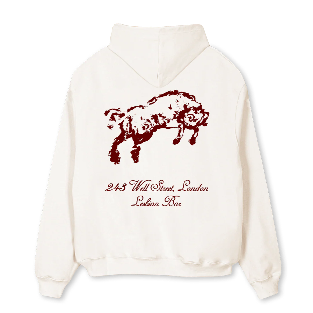 HODDIEFRONTBACKBULL Vintage White Oversized Hoodie. - Image 2