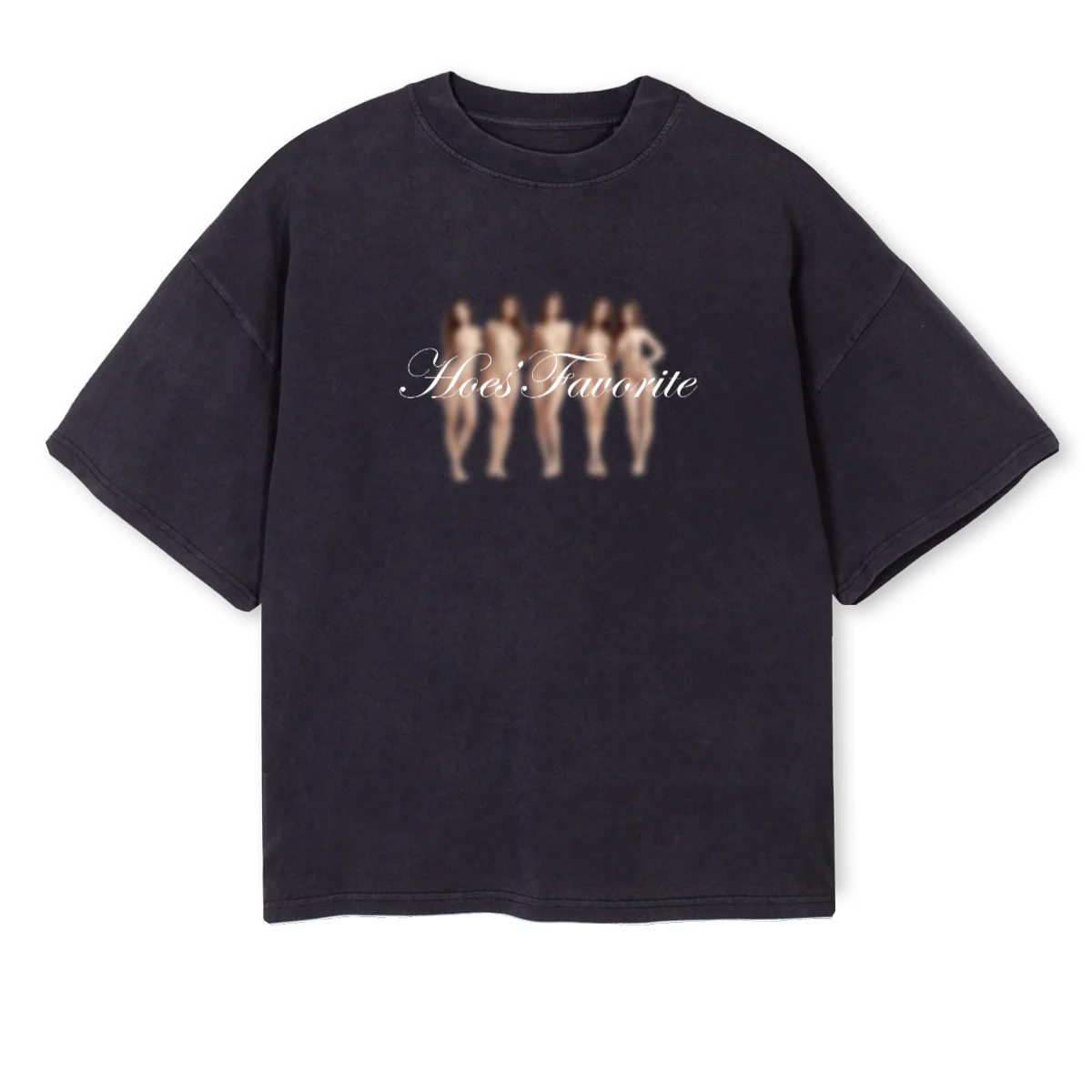 HOESFAV Vintage Black Oversized Boxy Tee.