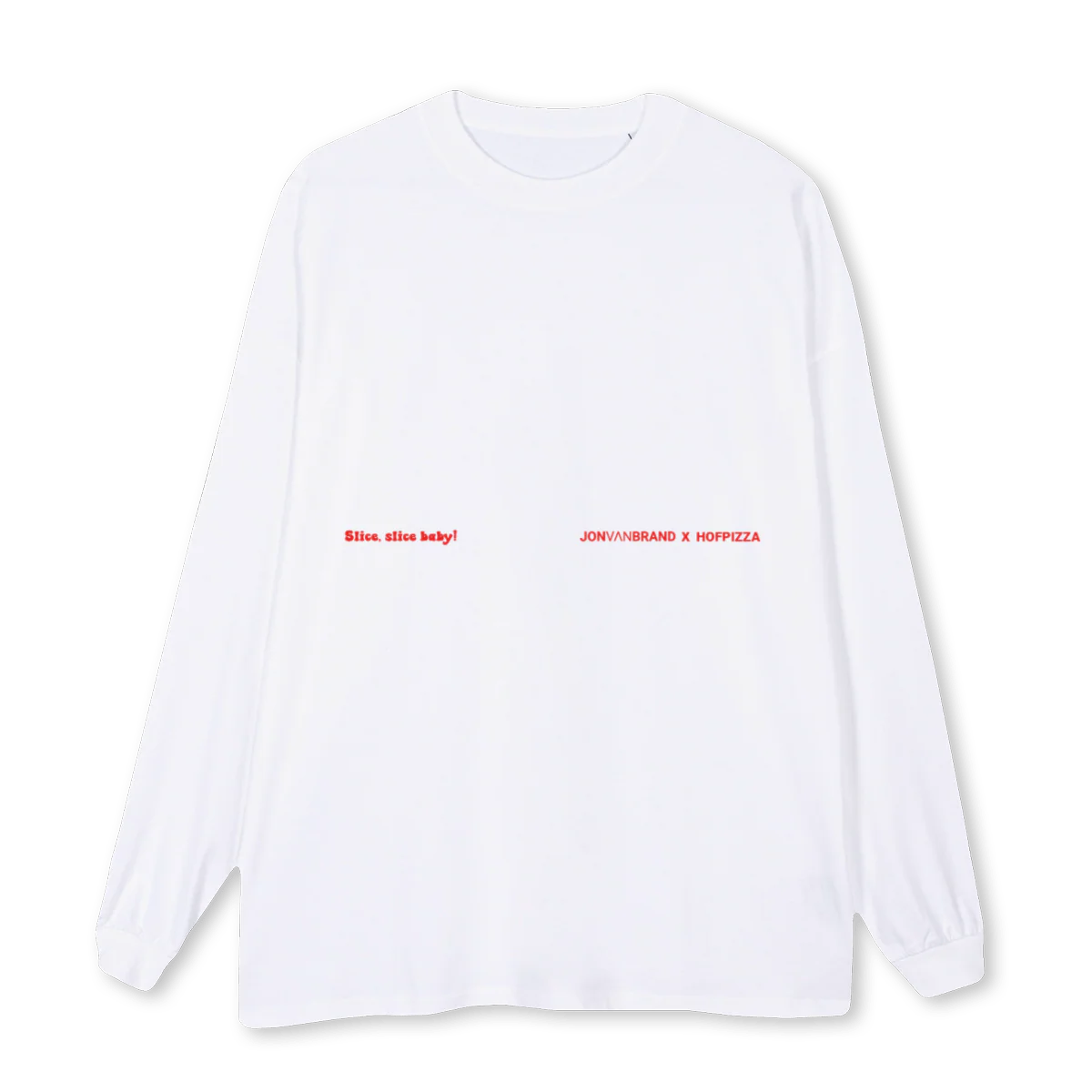 HOFPIZZALS White Oversized LS Tee.