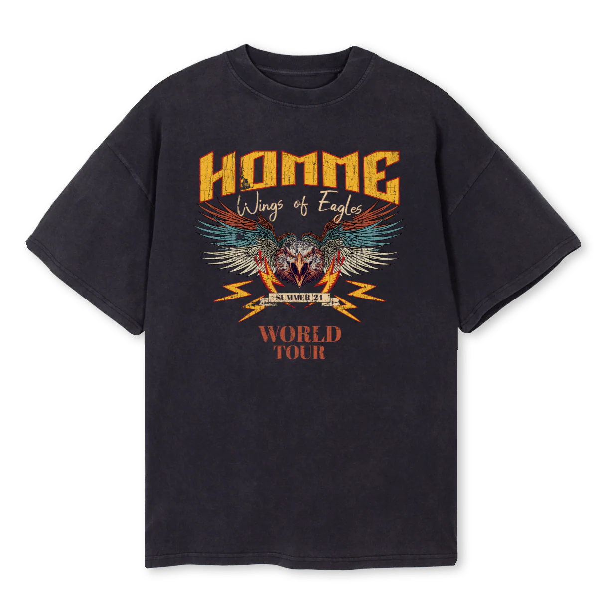 HOMMEROCKTOUR Vintage Black Oversized Tee.