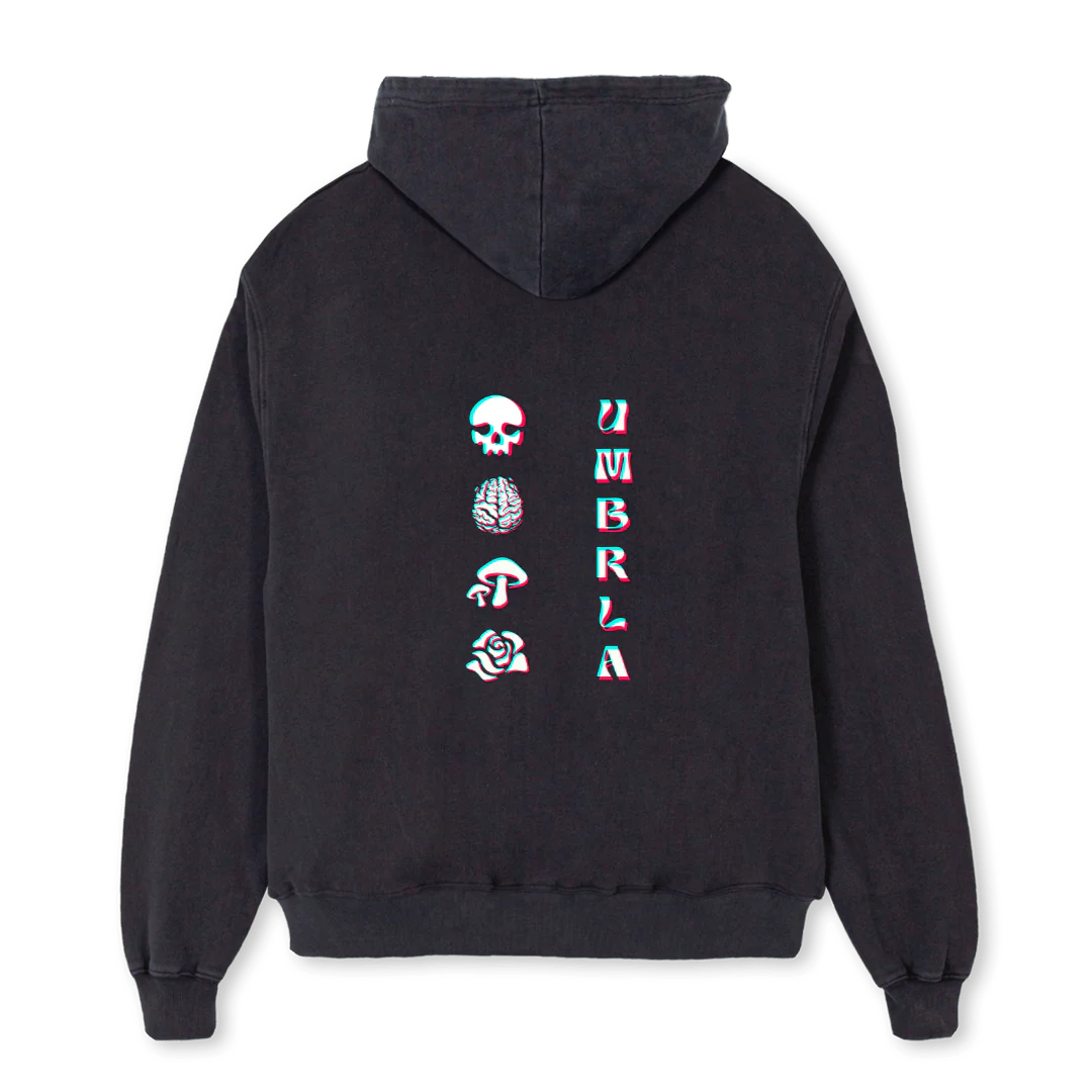HOOD Vintage Black Oversized Zipped Hoodie. - Image 2