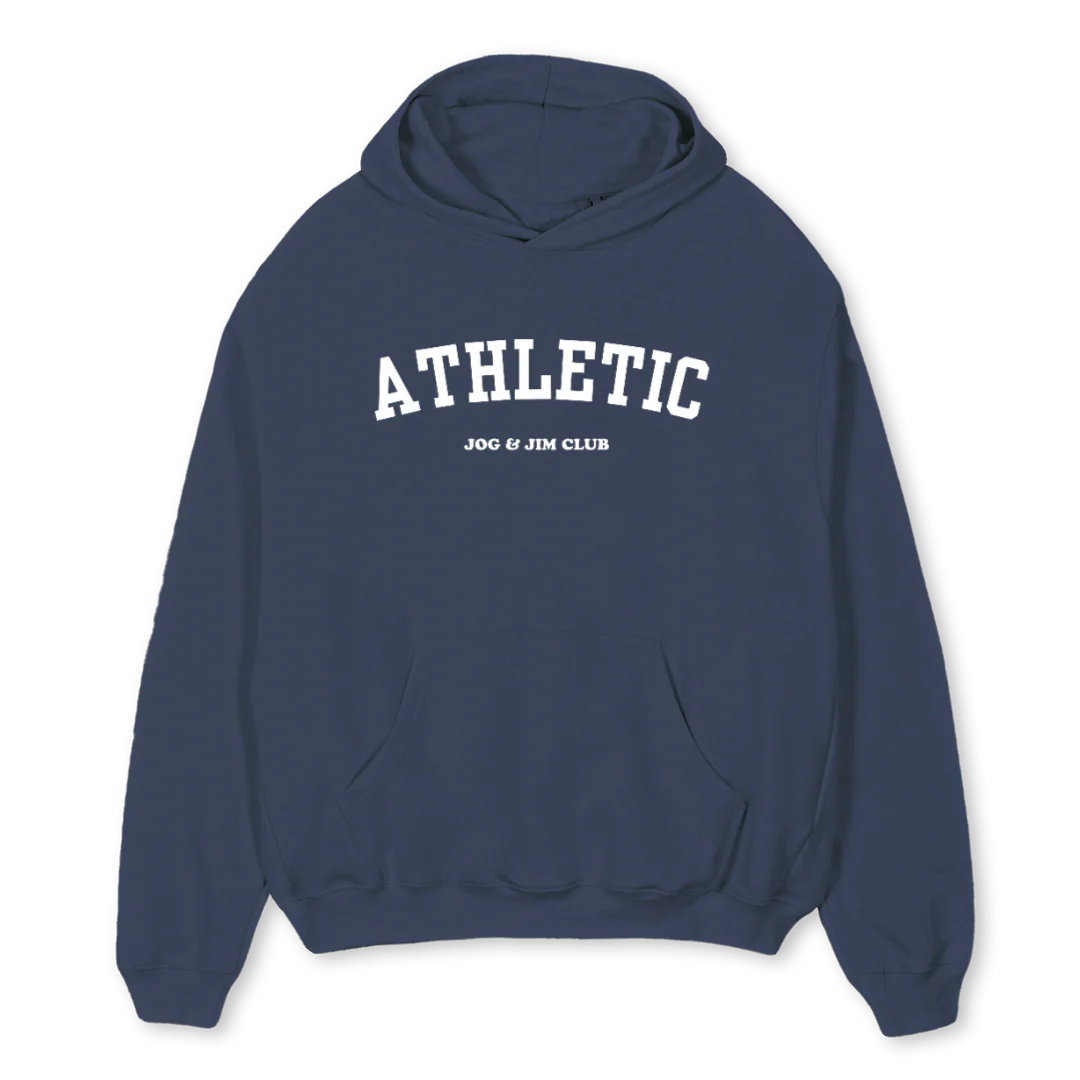 HOODIEATHELTICLOGO Navy Blue Oversized Hoodie.