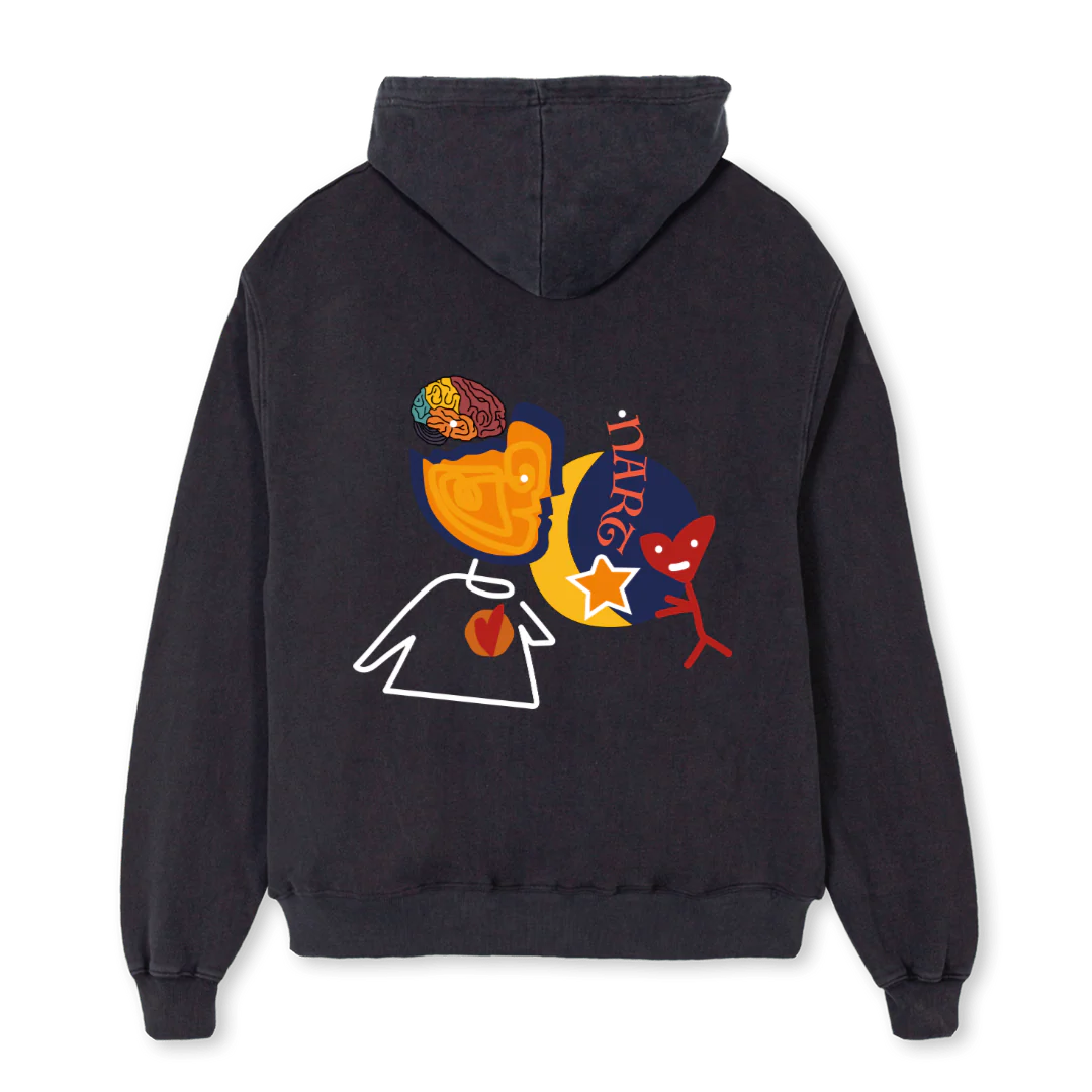 HOODIENART Vintage Black Oversized Zipped Hoodie. - Image 2