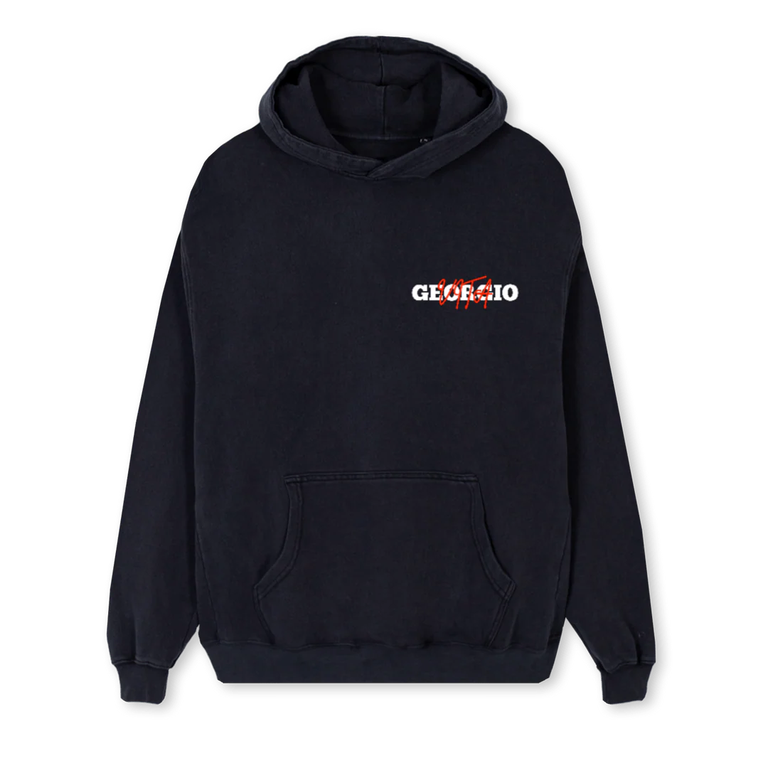 HOODS_2 Vintage Black Regular Hoodie.