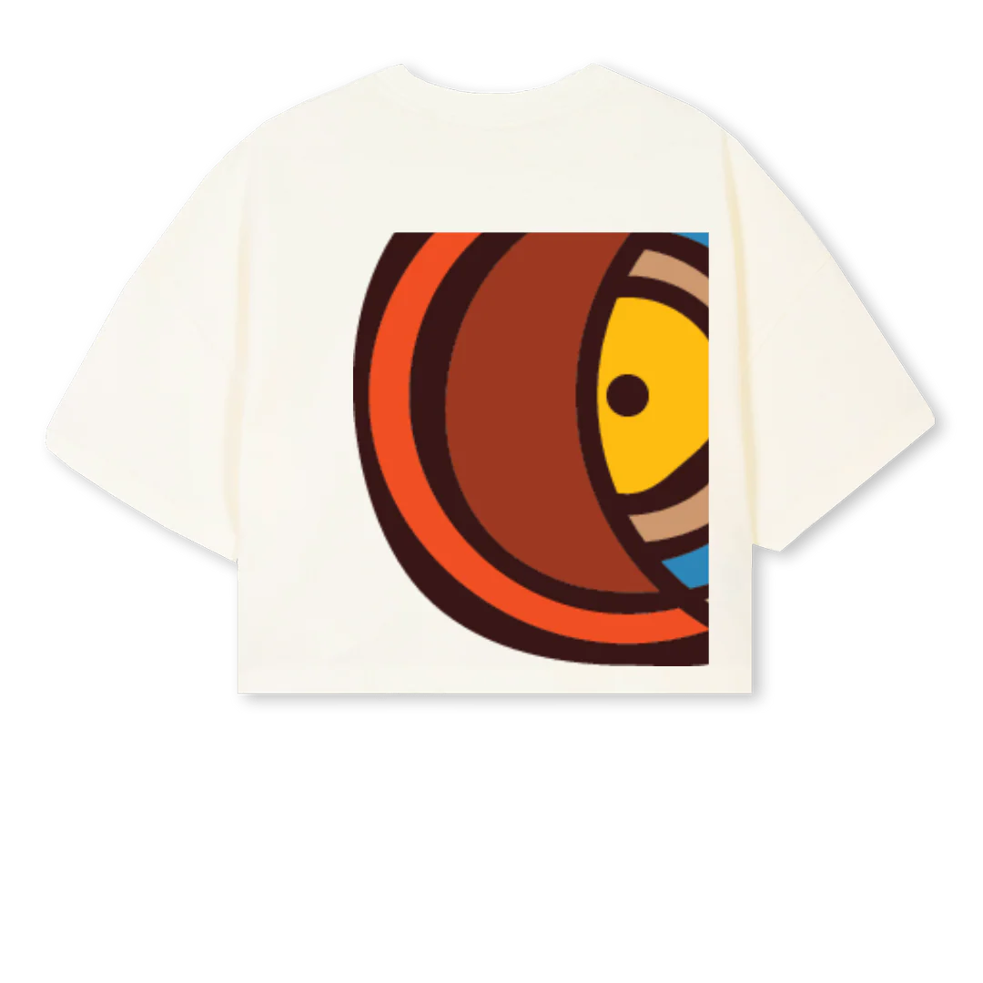 HORIZON Cream Cropped Oversized Tee. - Image 2