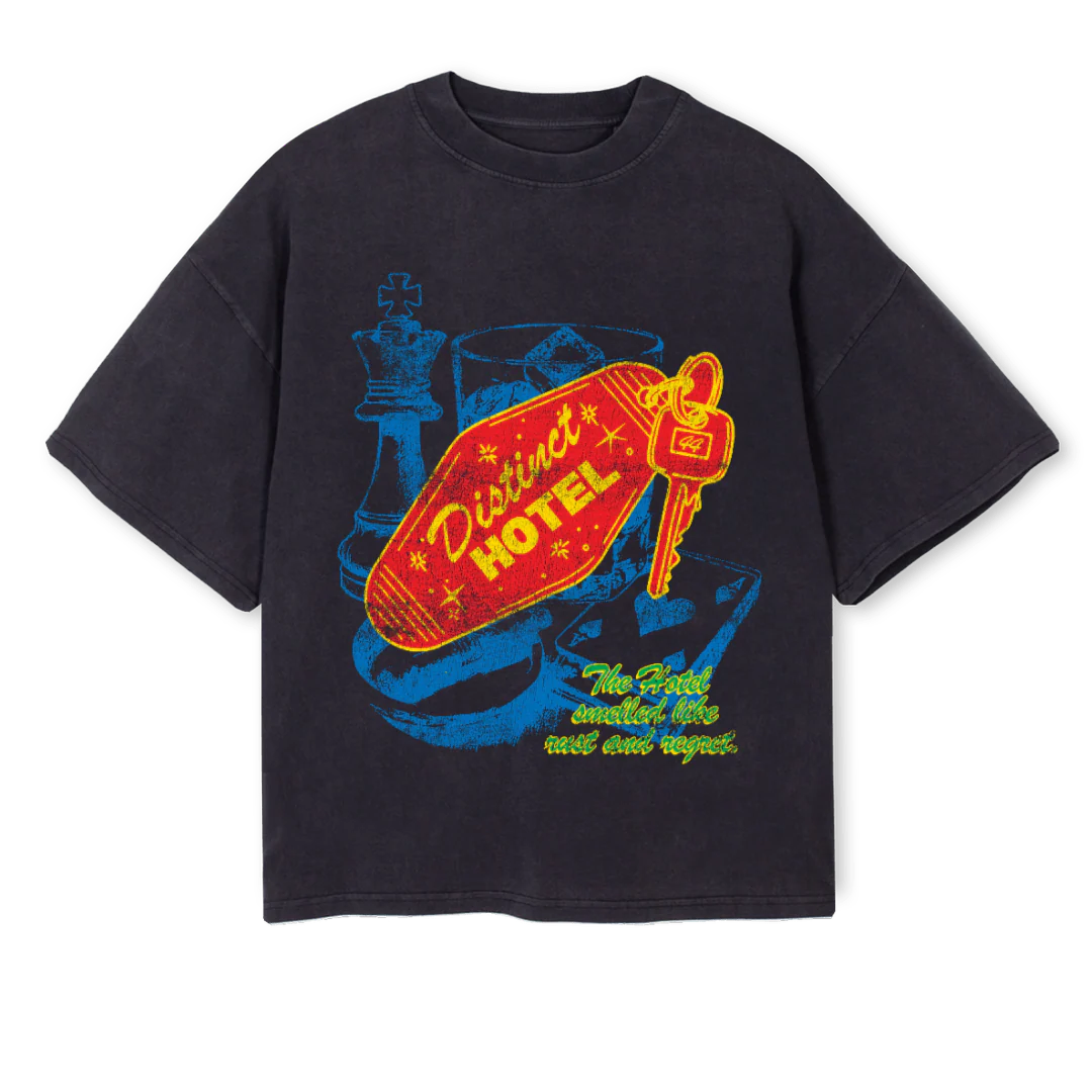 HOTEL Vintage Black Oversized Boxy Tee.