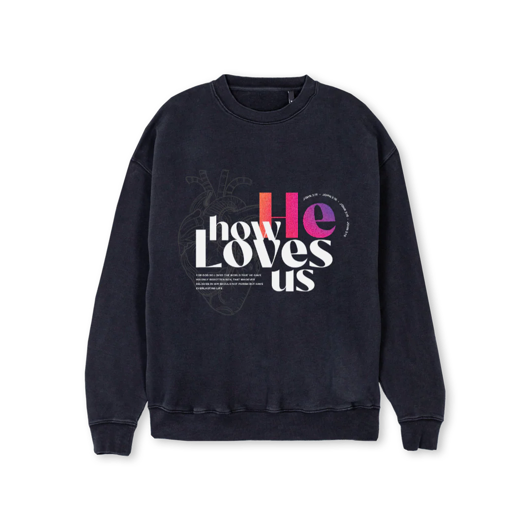HOWHELOVEUSSWEATER Vintage Black Regular Crewneck Sweater.