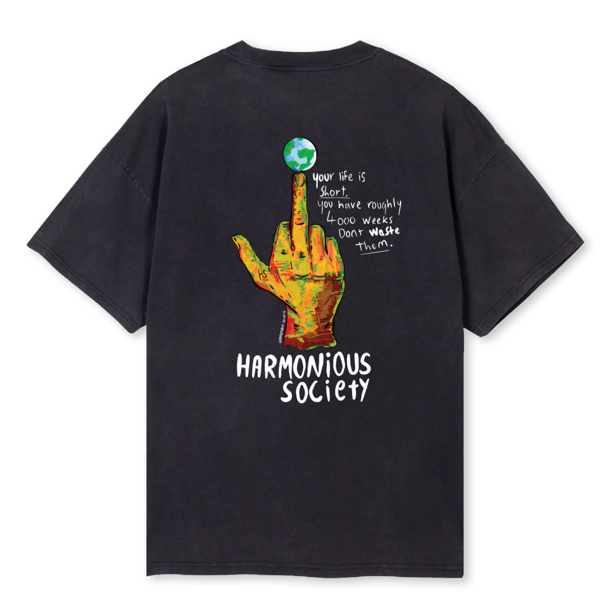 HS TMF Vintage Black Oversized Tee. - Image 2