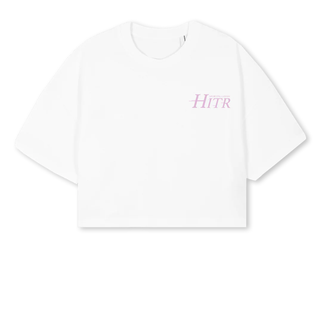 HSG LILAC WOMENS White Cropped Oversized Tee.