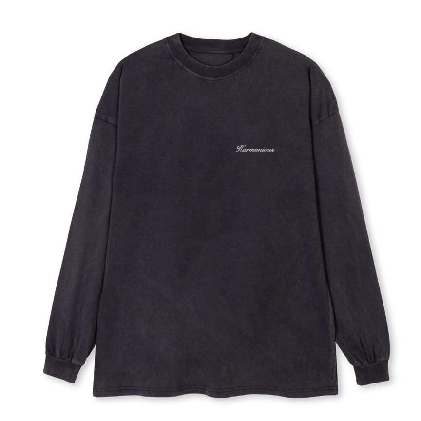 HSLSLEVEVBLACKYINYAN Vintage Black Oversized LS Tee.