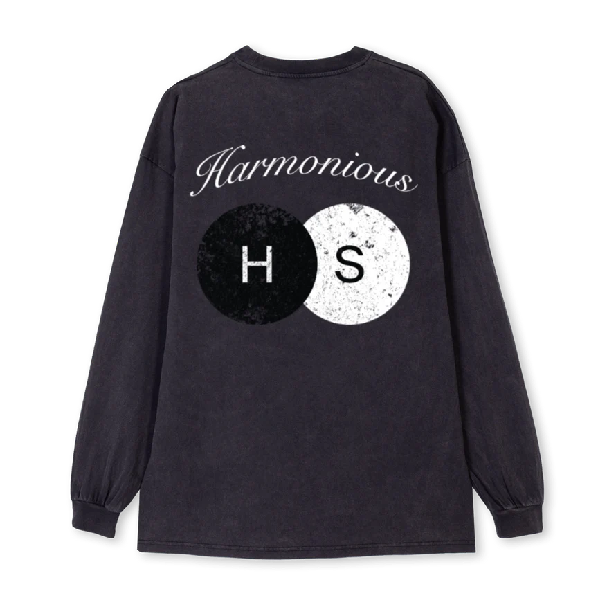 HSLSLEVEVBLACKYINYAN Vintage Black Oversized LS Tee. - Image 2