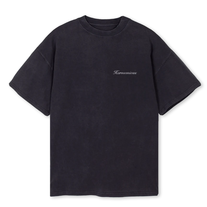 HSSCRIPTFRNTVBLACK Vintage Black Oversized Tee.
