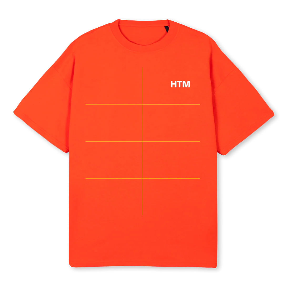 HTMLOGO PRINT WHT Hot Orange Oversized Tee.