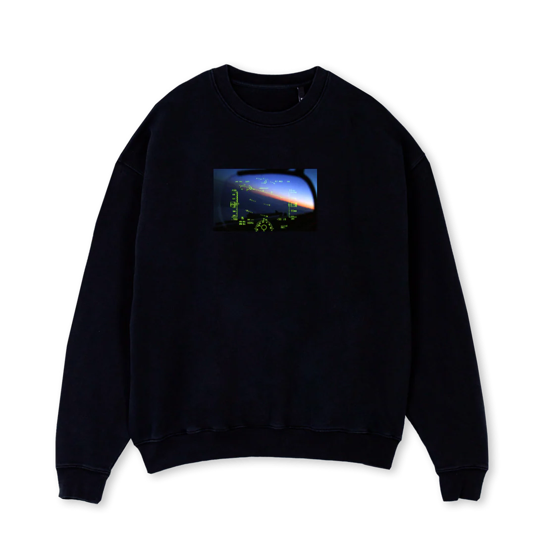 HUD Black Oversized Crewneck Sweater.