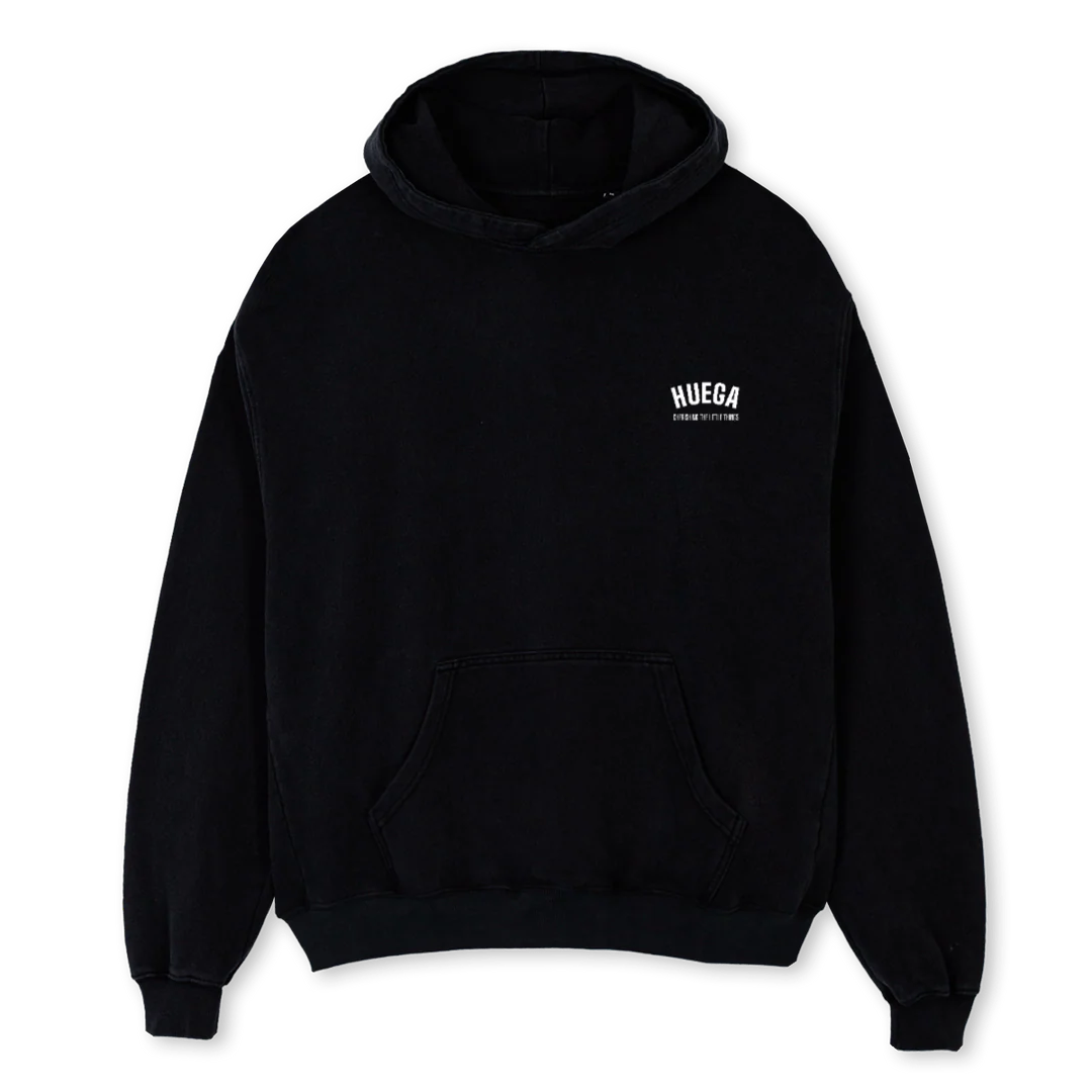 HUEGAHOODIE Black Oversized Hoodie.