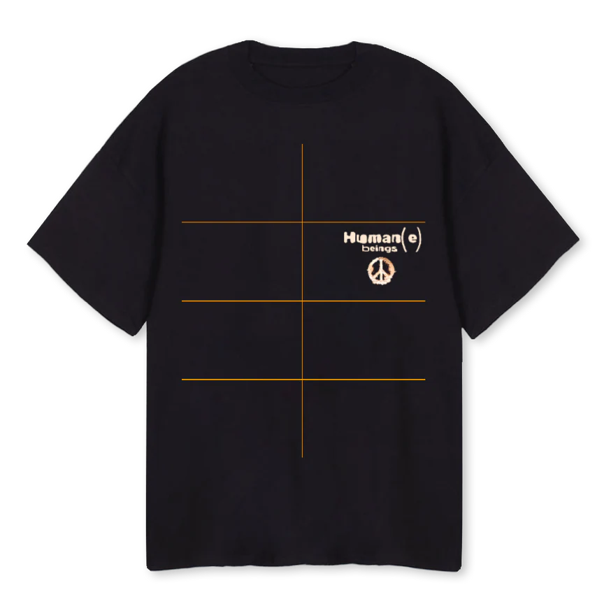 HUMANEPEACEB Black Oversized Tee.