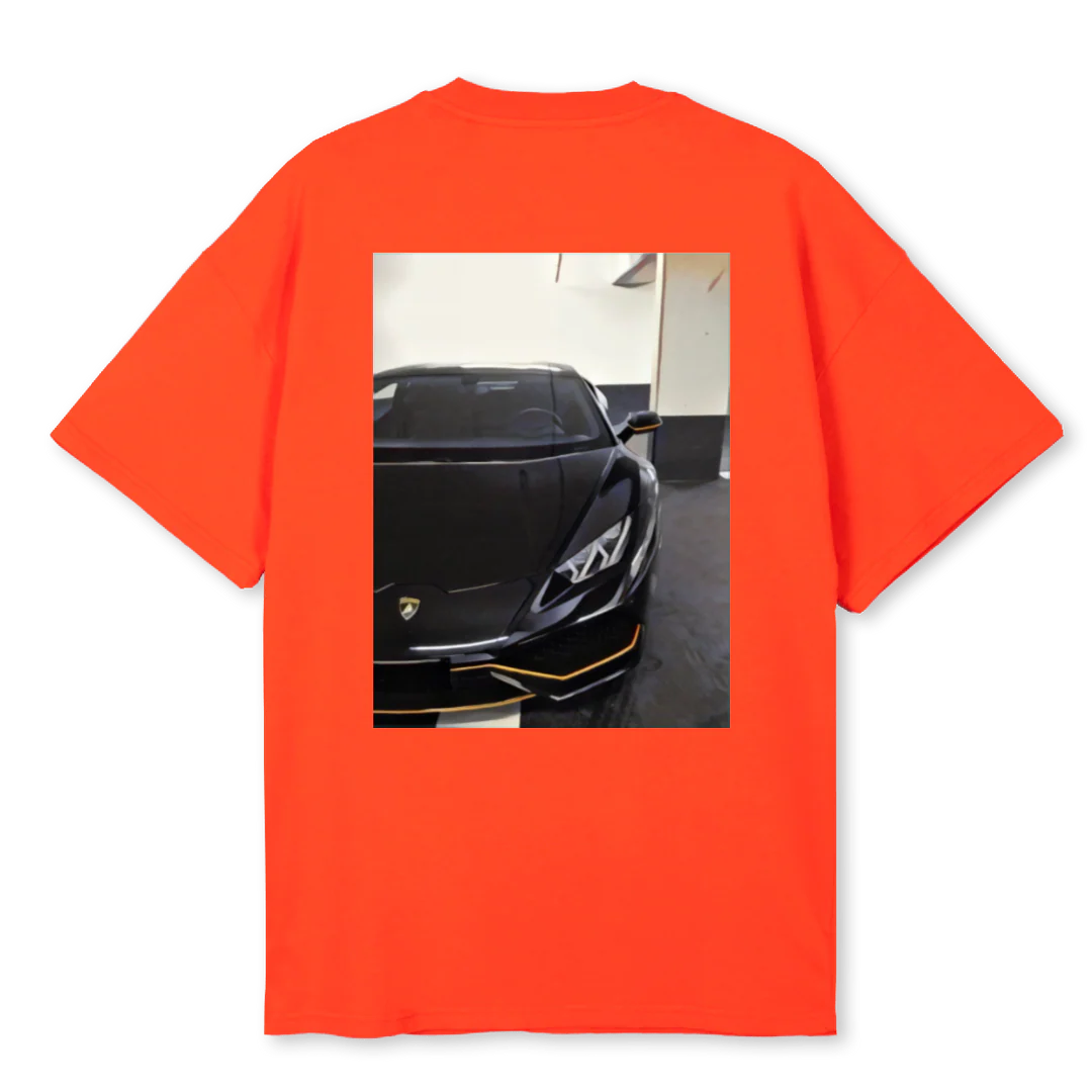 HURACAN Hot Orange Oversized Tee. - Image 2