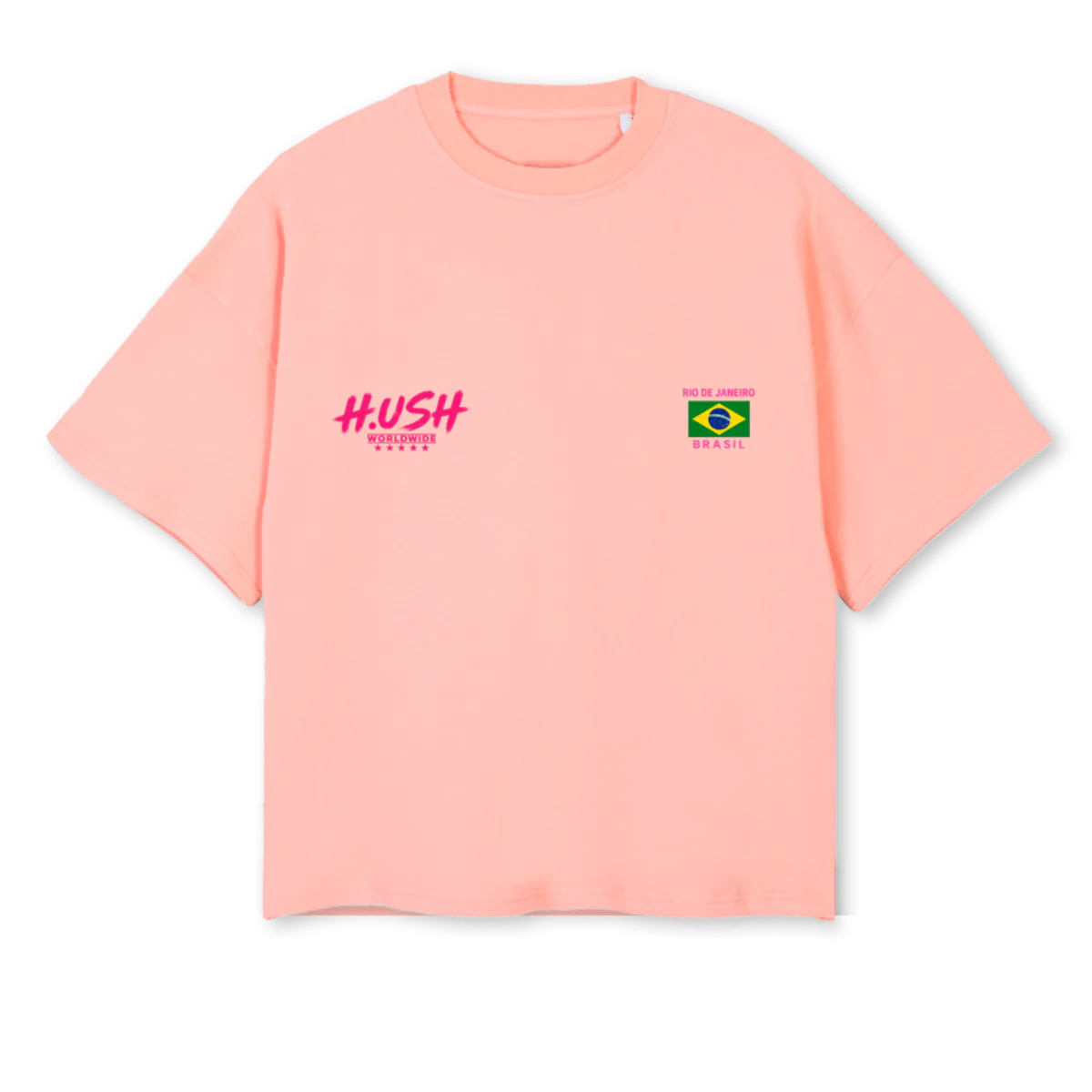 HUSH BRASIL Pink Clay Oversized Boxy Tee.