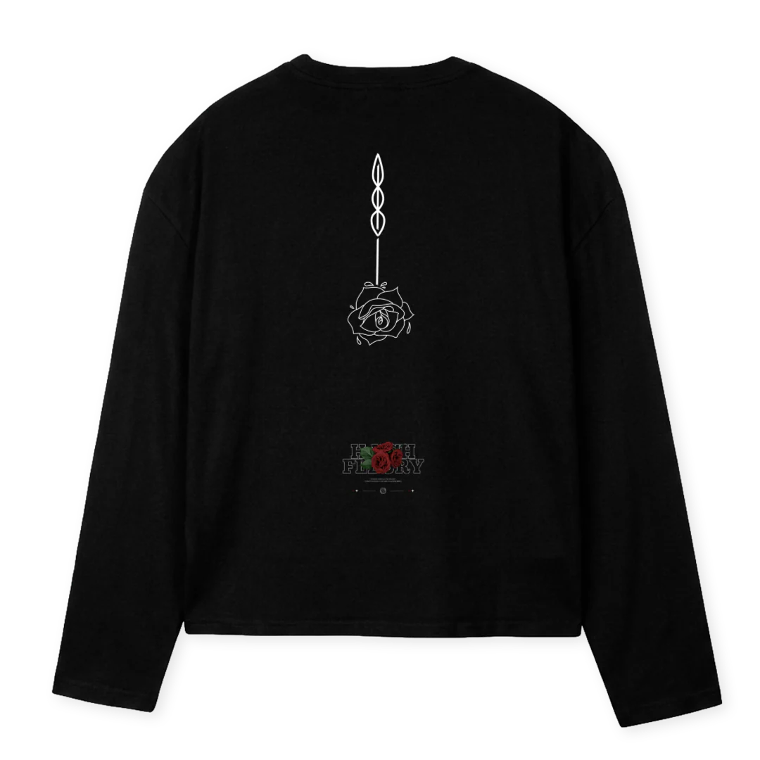 HUSH FLEURY Black Oversized Boxy LS Tee. - Image 2