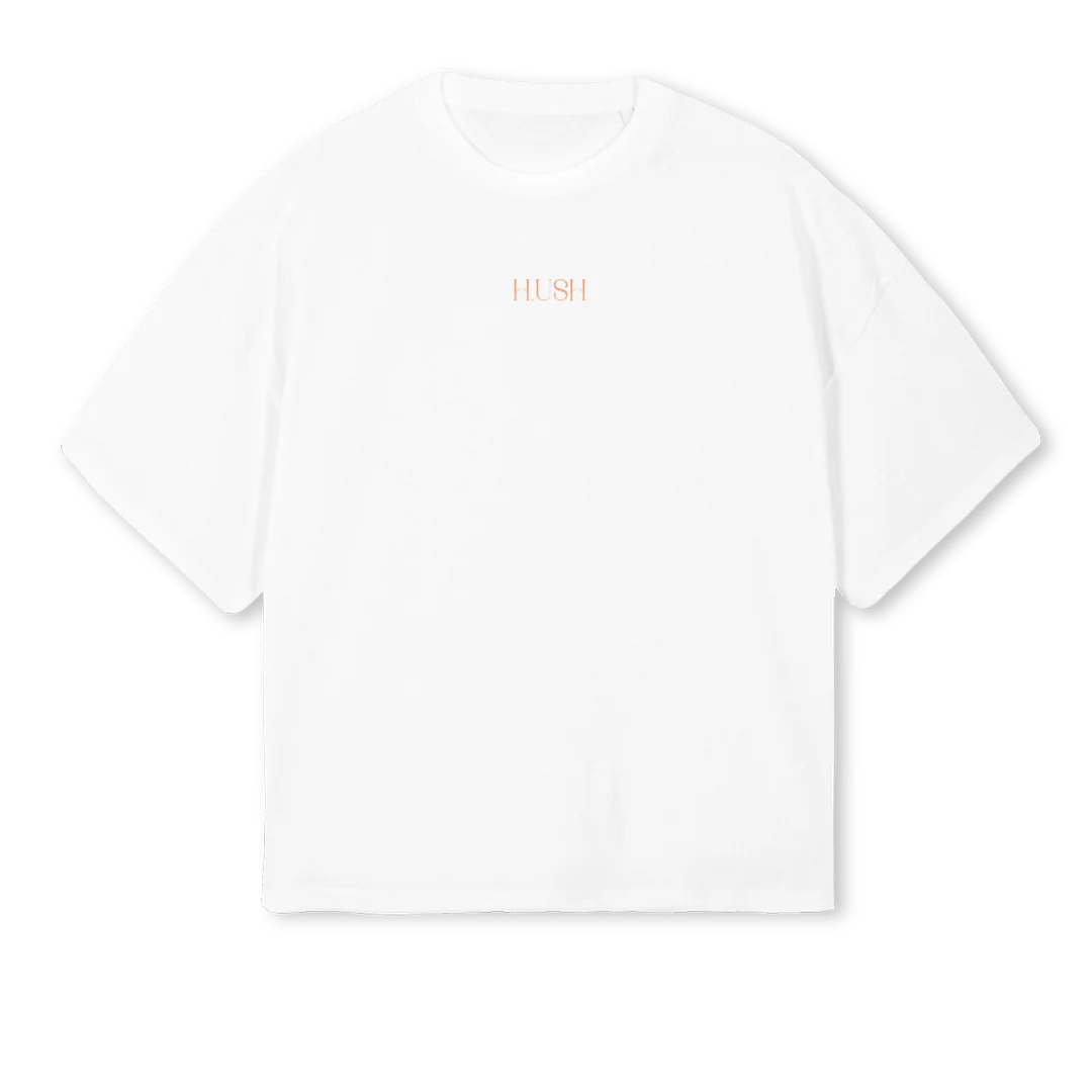 HUSH IBIZ White Oversized Boxy Tee.