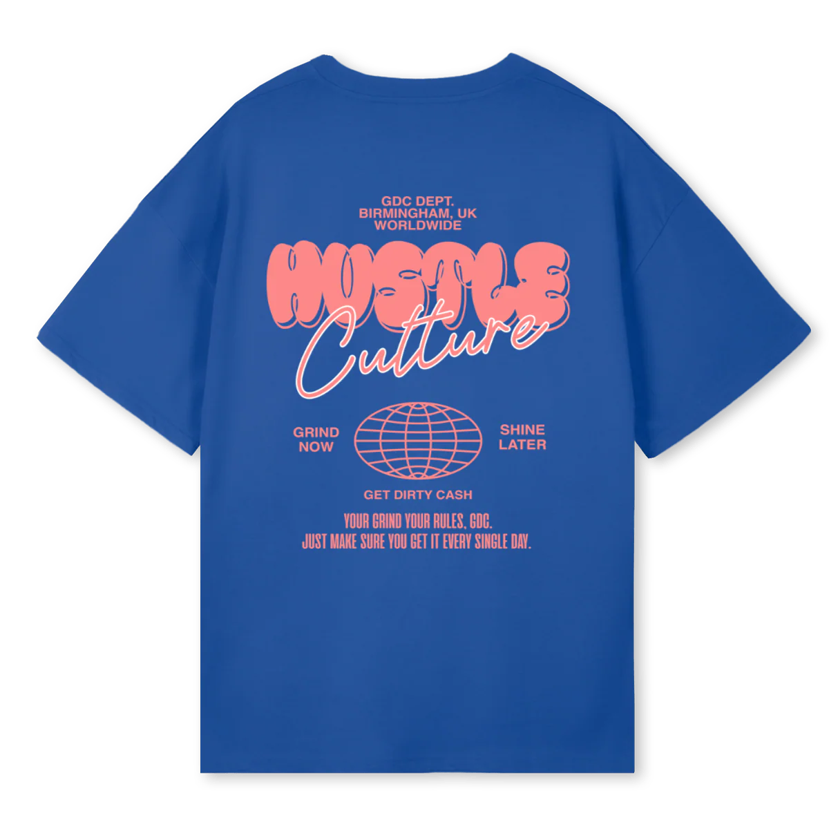 HUSTLE COULTURE  Cobalt Blue Oversized Tee. - Image 2