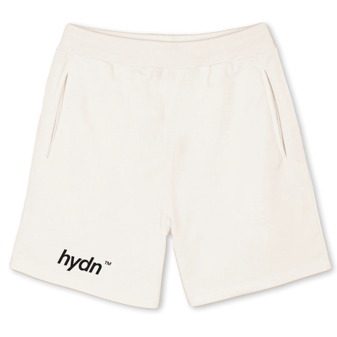 HYDNSAMPLESHORTS Vintage White Sweatshorts.