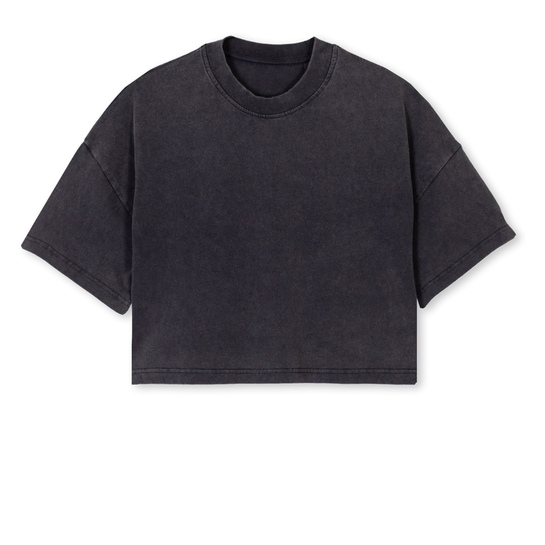 HYDNSAMPLEWOMENT Vintage Black Cropped Oversized Tee.