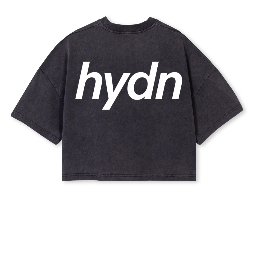 HYDNSAMPLEWOMENT Vintage Black Cropped Oversized Tee. - Image 2