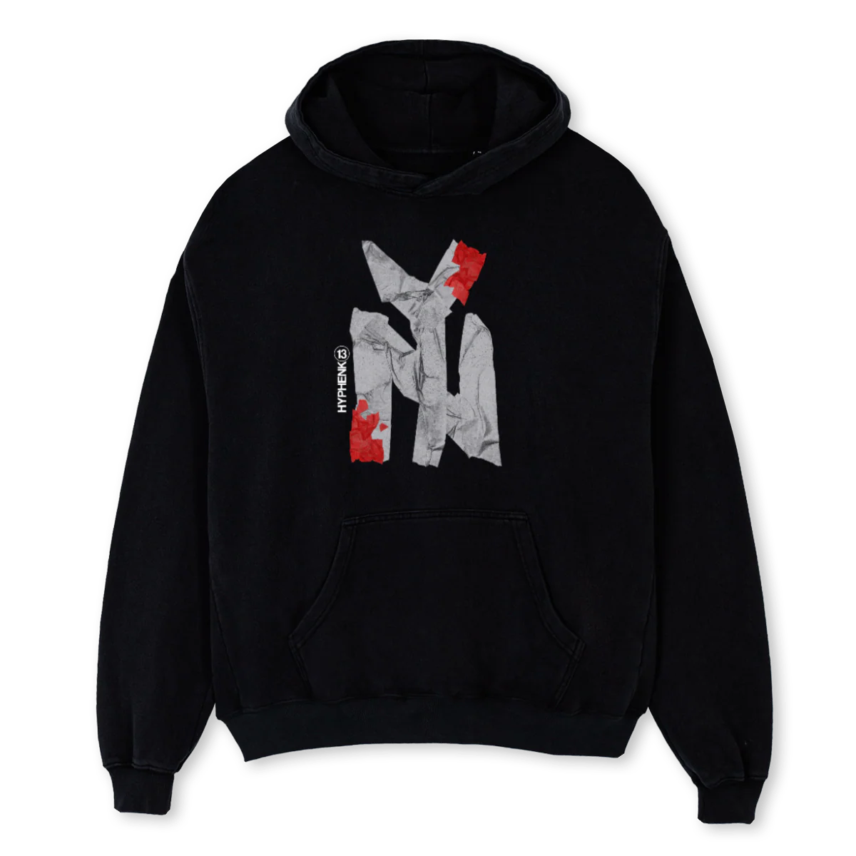 HYPHENK Black Oversized Hoodie.