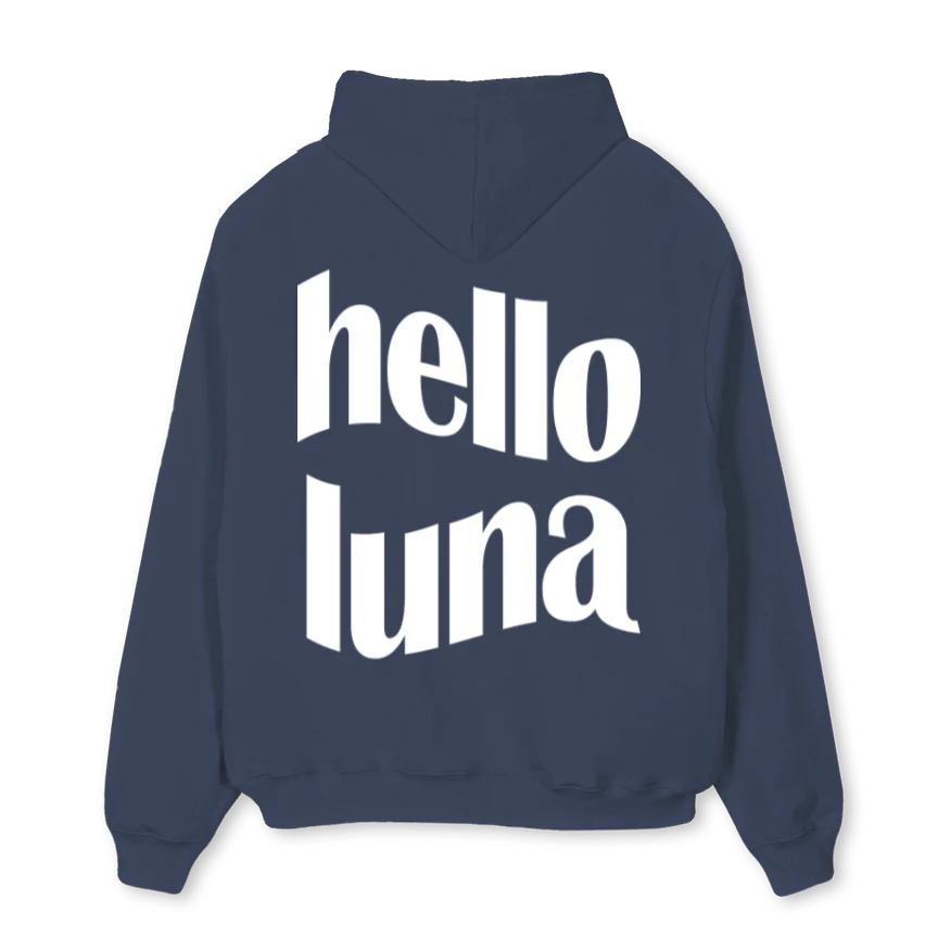 HELLOLUNASWEAT_NB Navy Blue Oversized Hoodie - Image 2